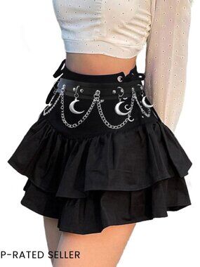 High Waist Mini Skirt Punk Grunge Ruffle Emo Alt Mall Goth Harajuku Style
